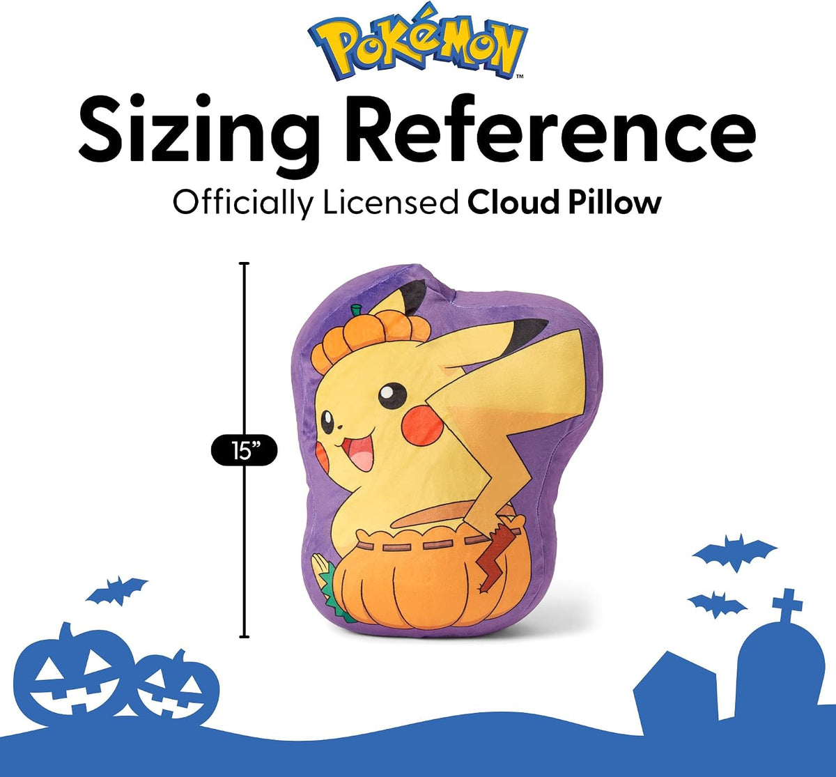 Pokemon Pumpkin Pika - Almohada de viaje de 15 pulgadas, diseño de...