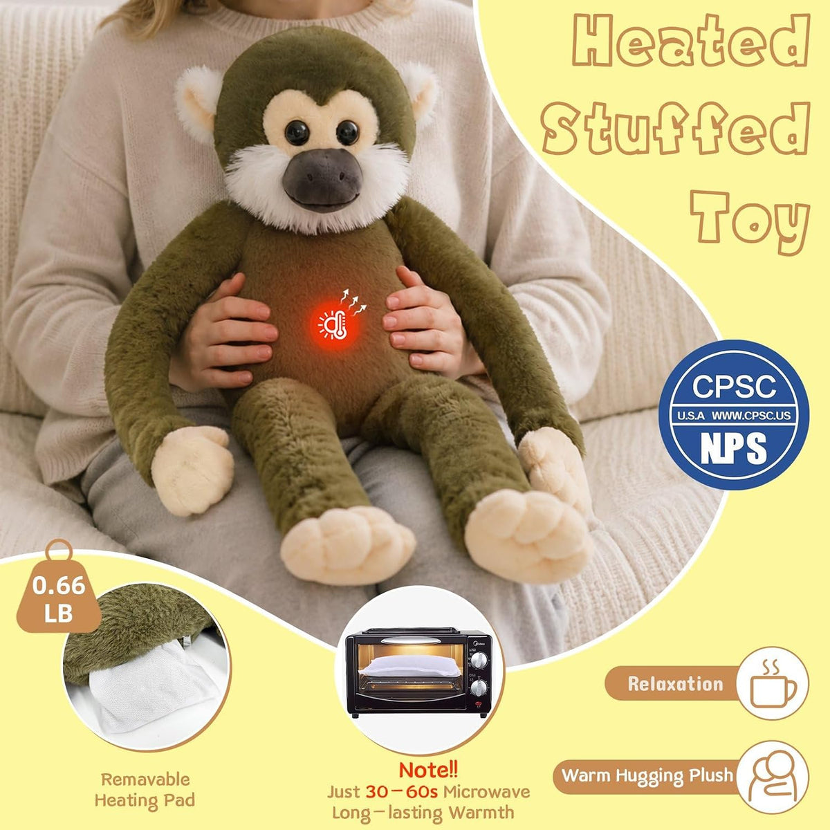MorisMos Animal de peluche de mono ardilla, juguete de peluche con...