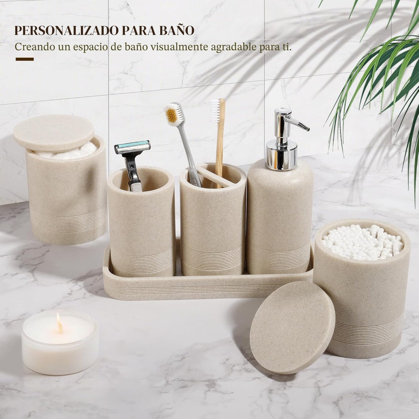 Juego de accesorios de baño, juego de accesorios de baño de 6 pieza...