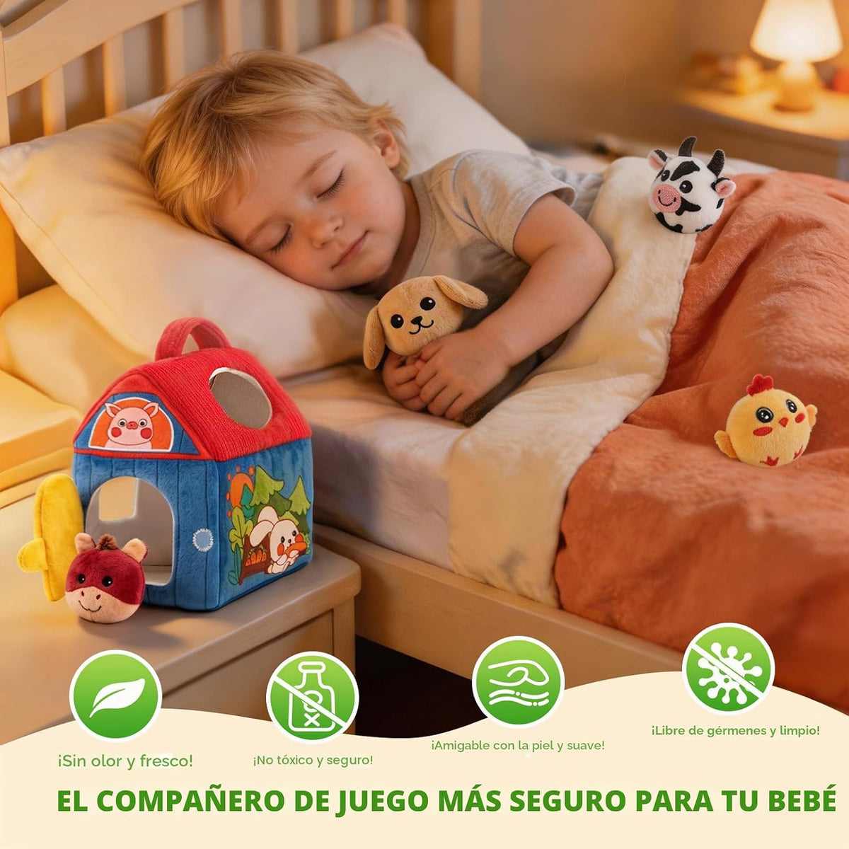 SAIMAND Juguetes para bebés de 6 a 12 meses, granero con animales d...