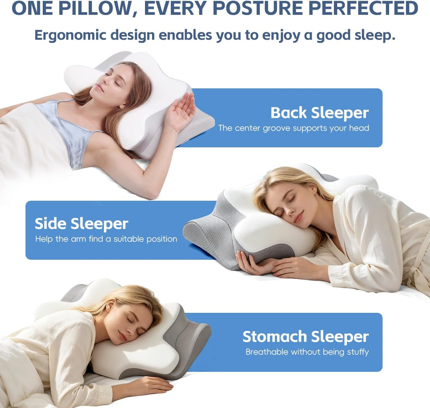 Missleep Almohada cervical para el cuello, almohadas de espuma visc...