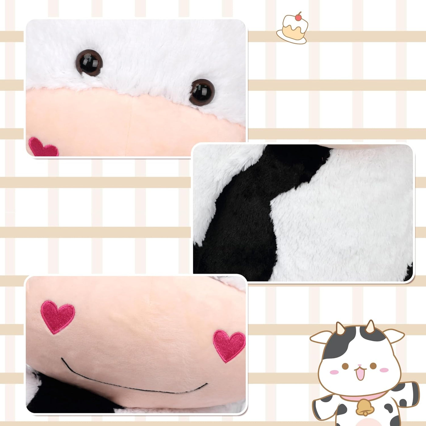 Cudhug - Vaca grande de 32" de peluche, juguete gigante de vaca...