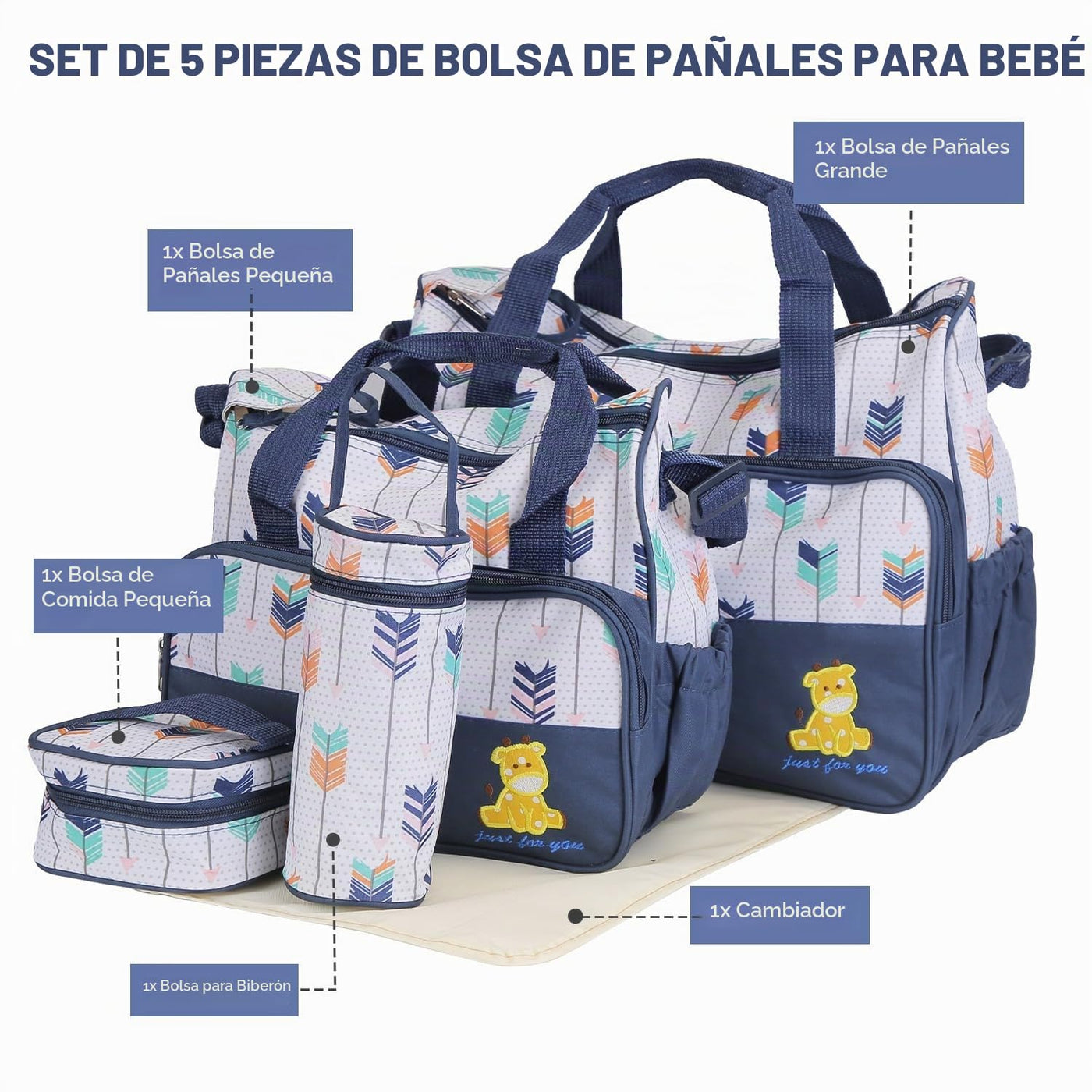 Moclever Juego de 5 bolsas de pañales para bebé, bolsas de bebé par...