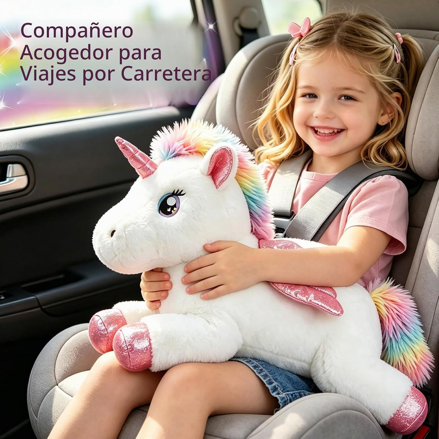 MMguai Animal de peluche de unicornio 5-1 con bebés en vientre con...