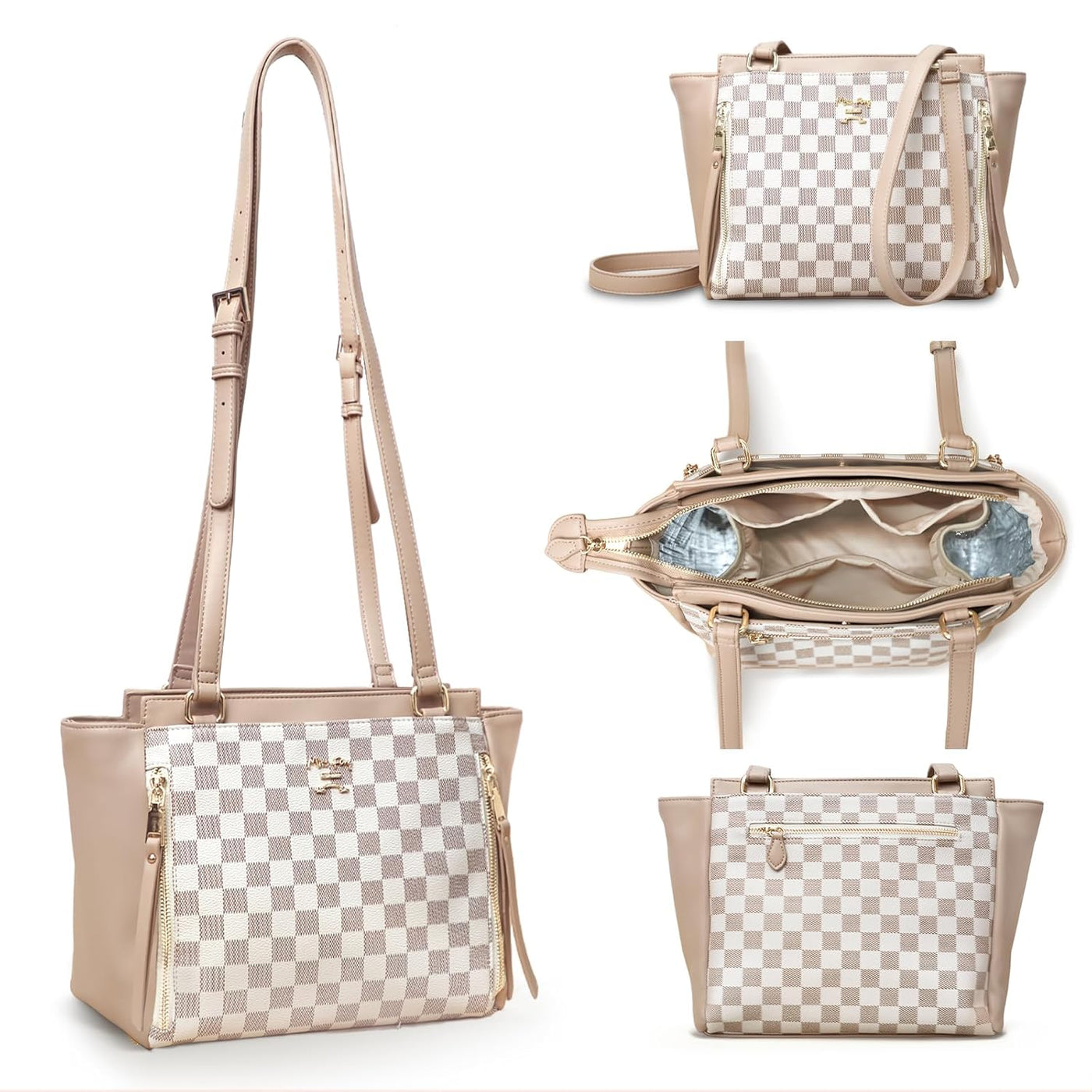 miss fong Bolsa de pañales pequeña de cuero para mujer, bolso de pa...