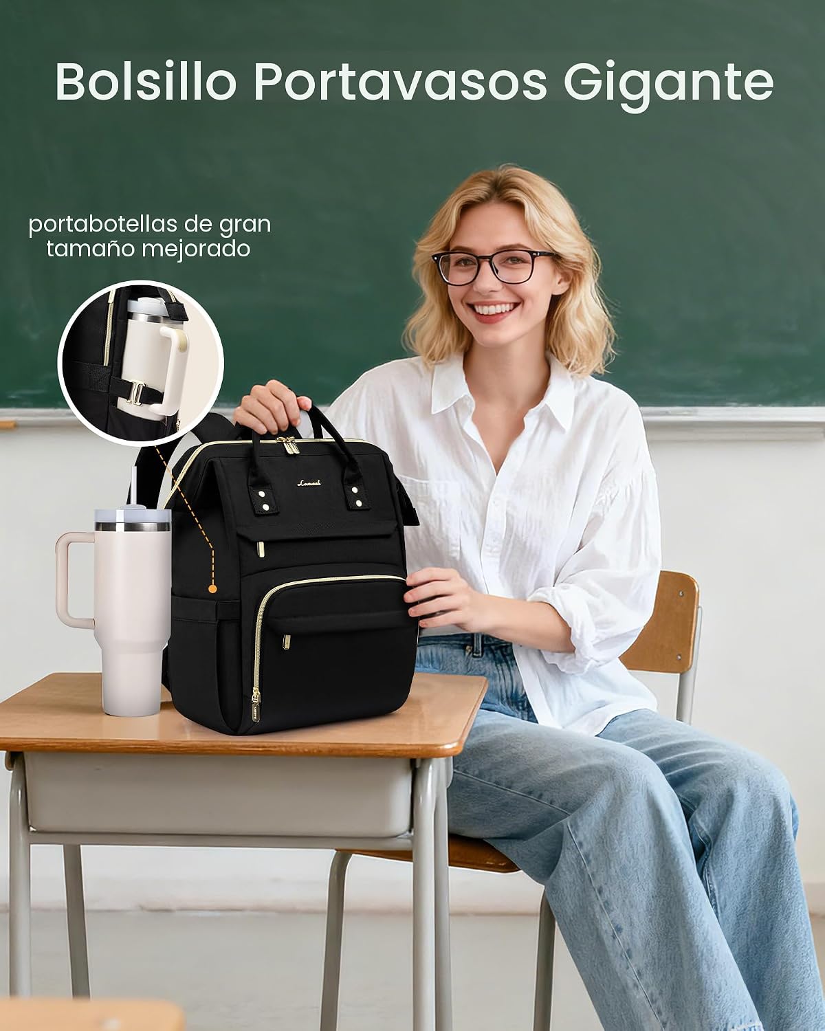 LOVEVOOK - Mochila de computadora portátil para mujer con bolsillo...