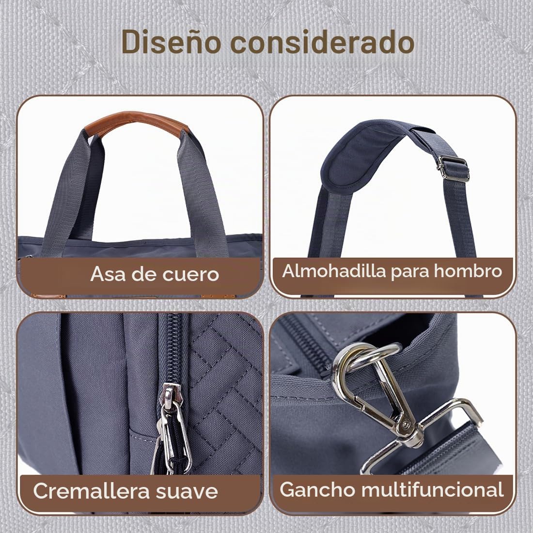 Bolsa de pañales FHELAD, con compartimento para laptop de 16 pulgad...