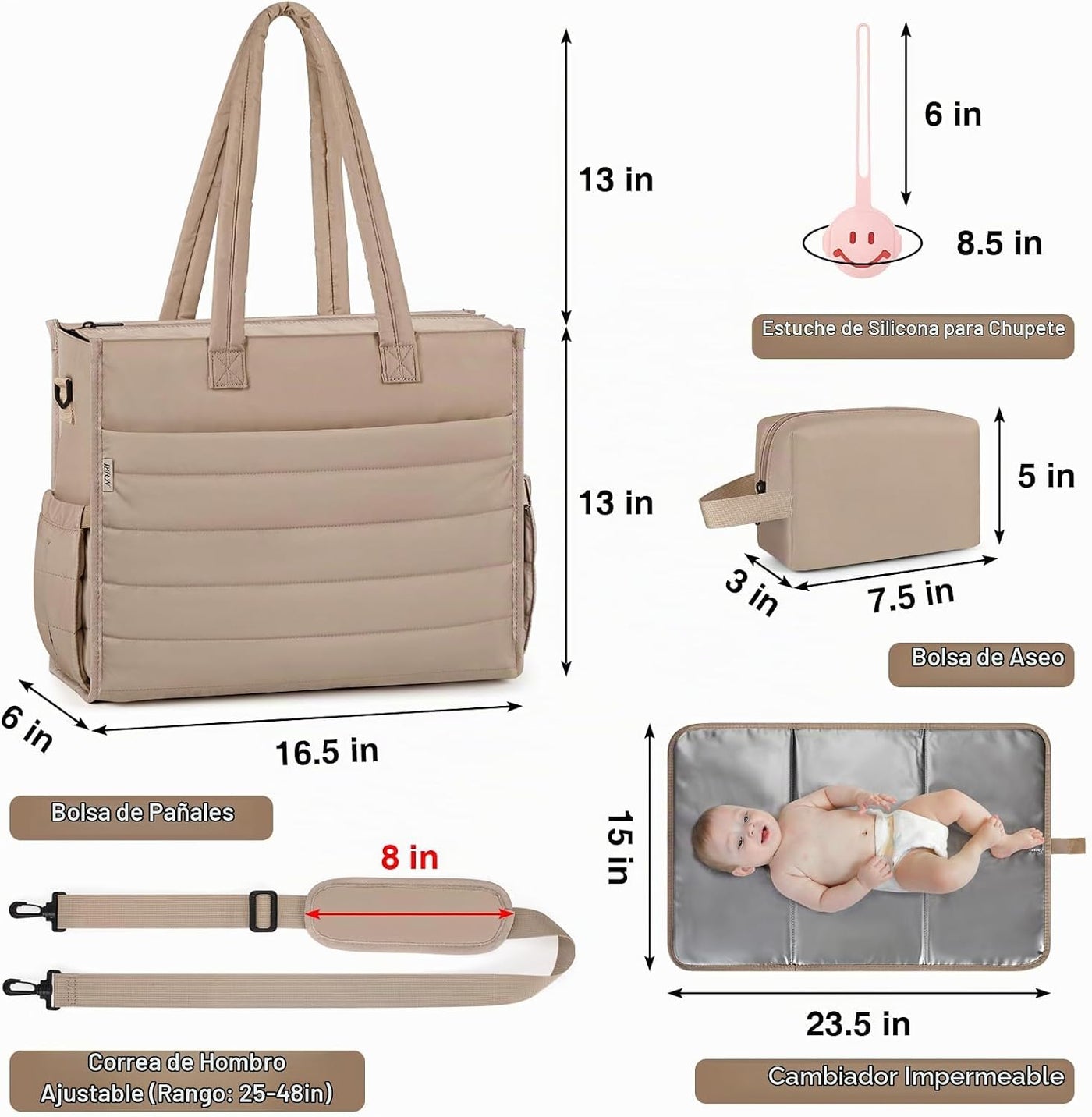 IBFUN Bolso de Pañales para Bebé - Bolso Grande para Bebé 4Pcs con...