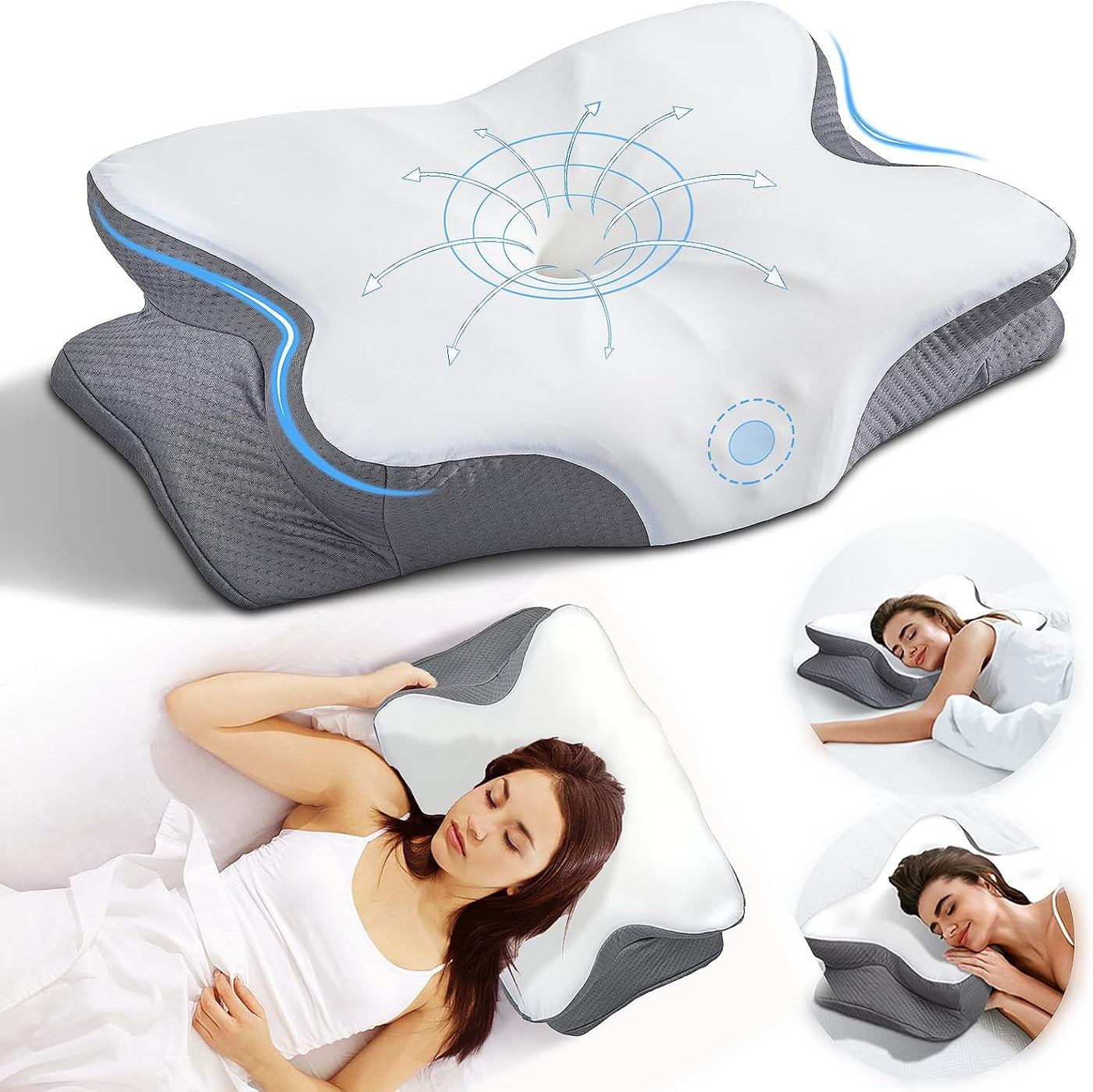 Almohada Cervical para el Cuello para Alivio del Dolor, Almohadas E...