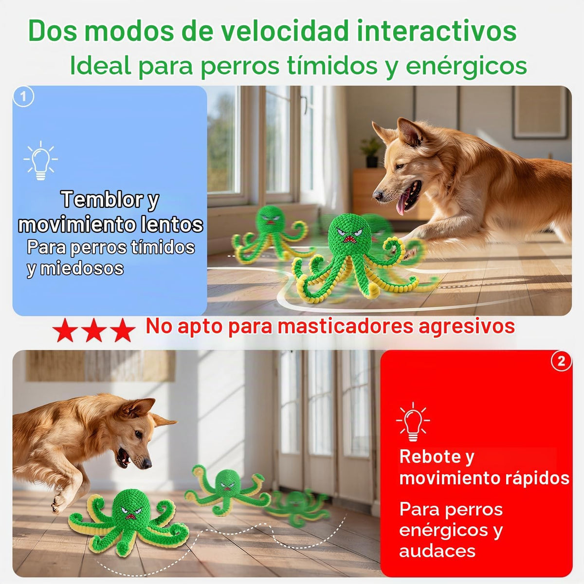 Qraxond Juguetes Interactivos para Perros Pulpo, Juguete Automático...