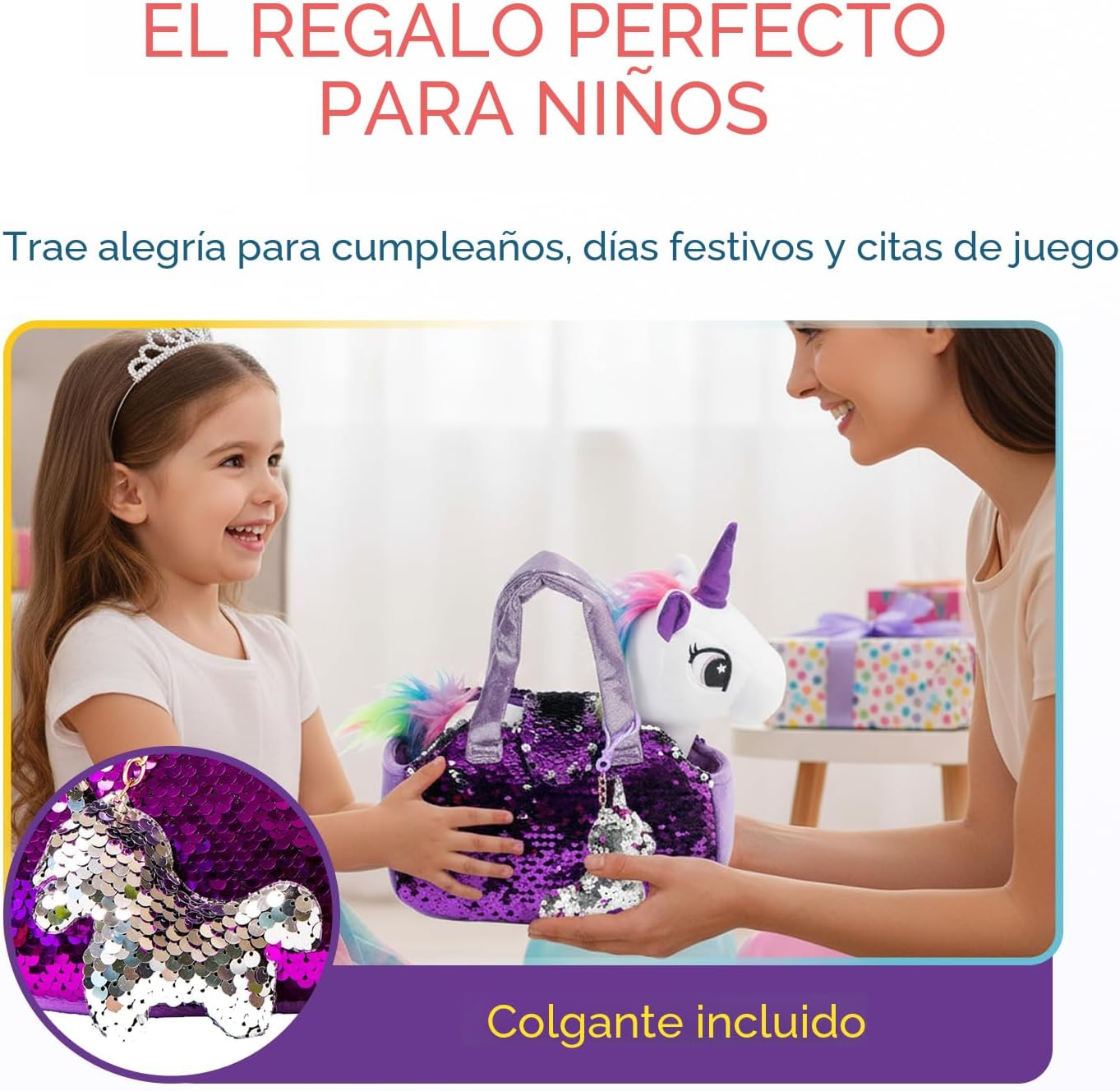 Little Jupiter Juego de unicornio de peluche color blanco con bolso...