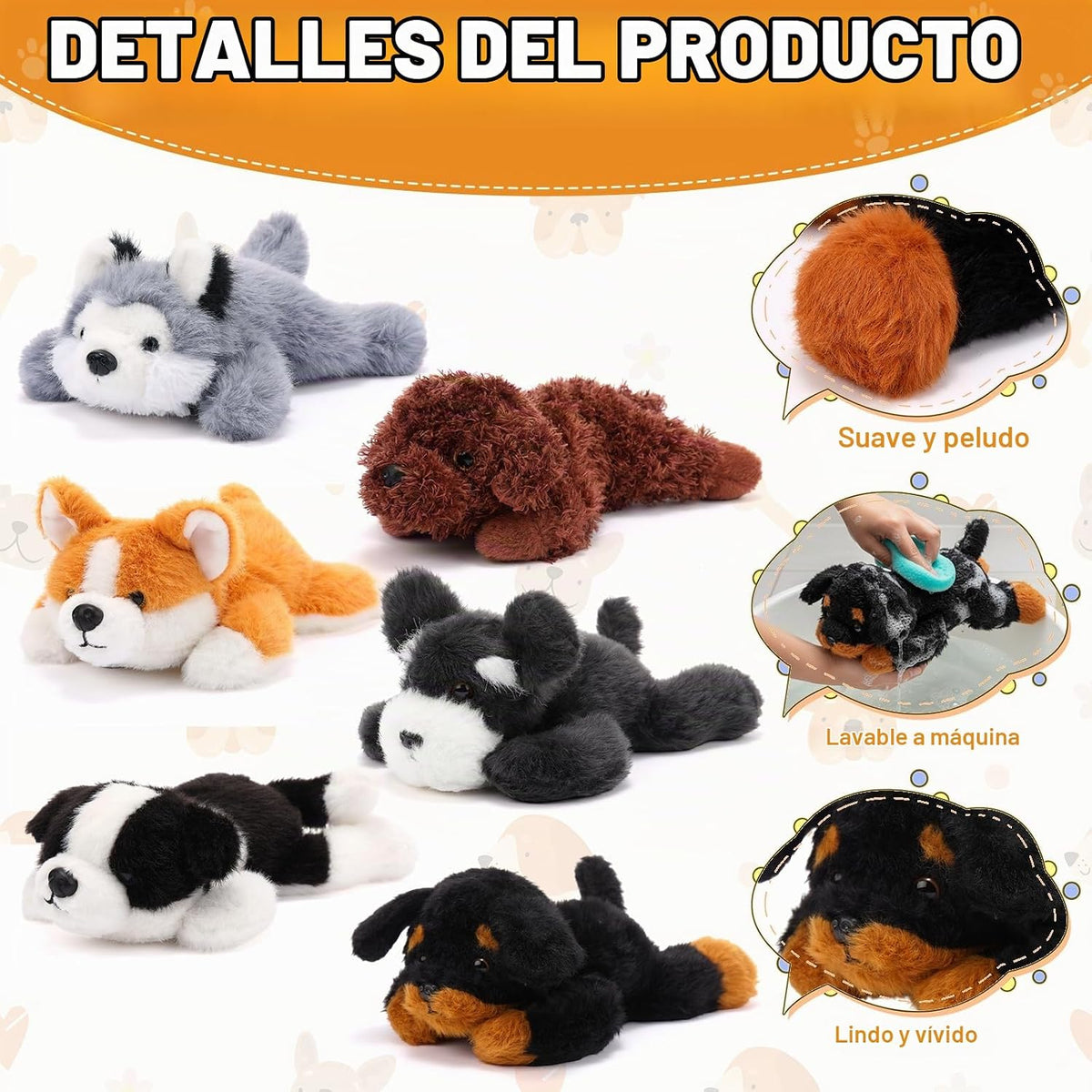 Harrycle - 6 animales de peluche para perros de 8 pulgadas a granel...