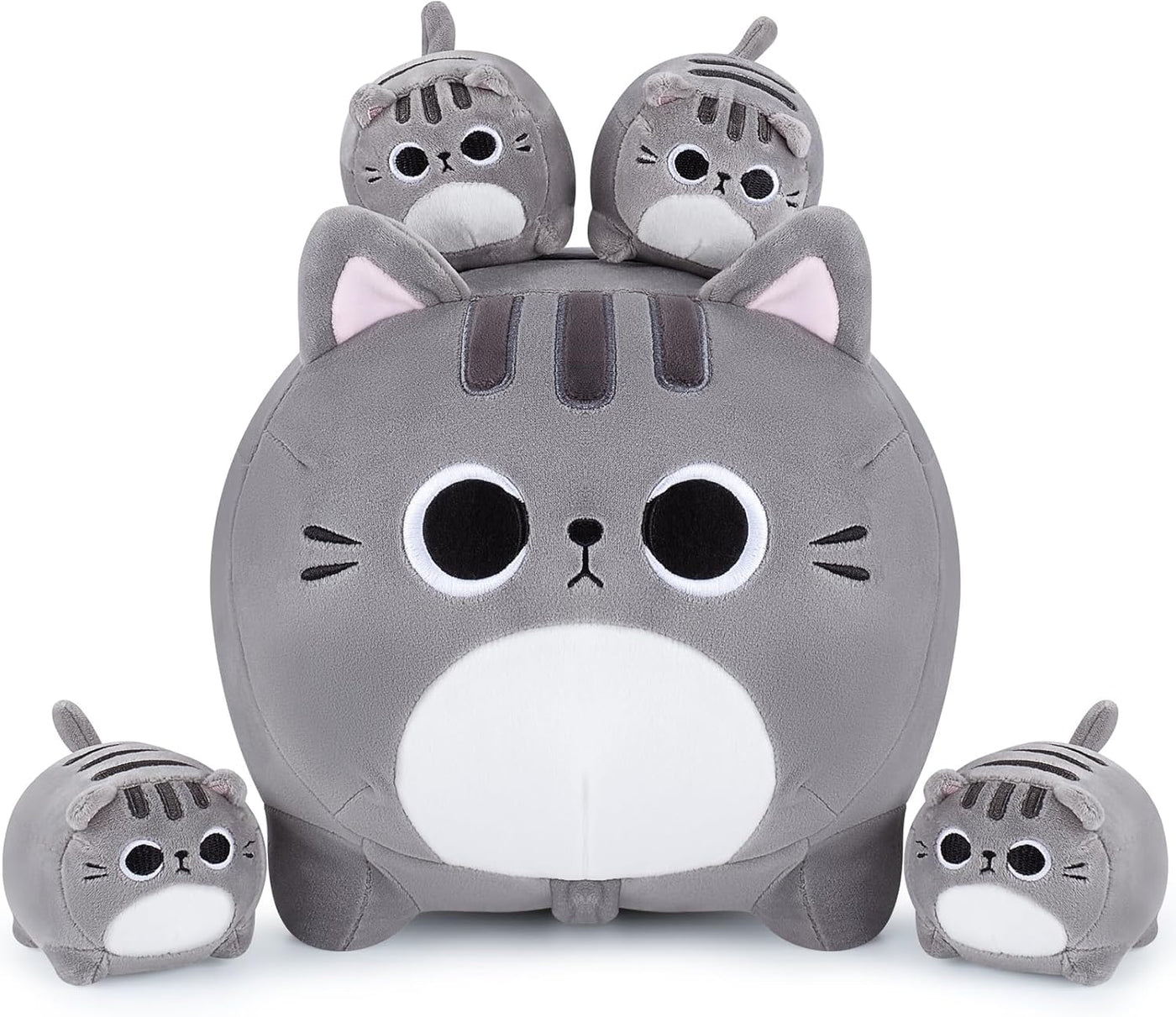5 piezas de peluche de gato gris de la familia de 15.8 pulgadas, ga...