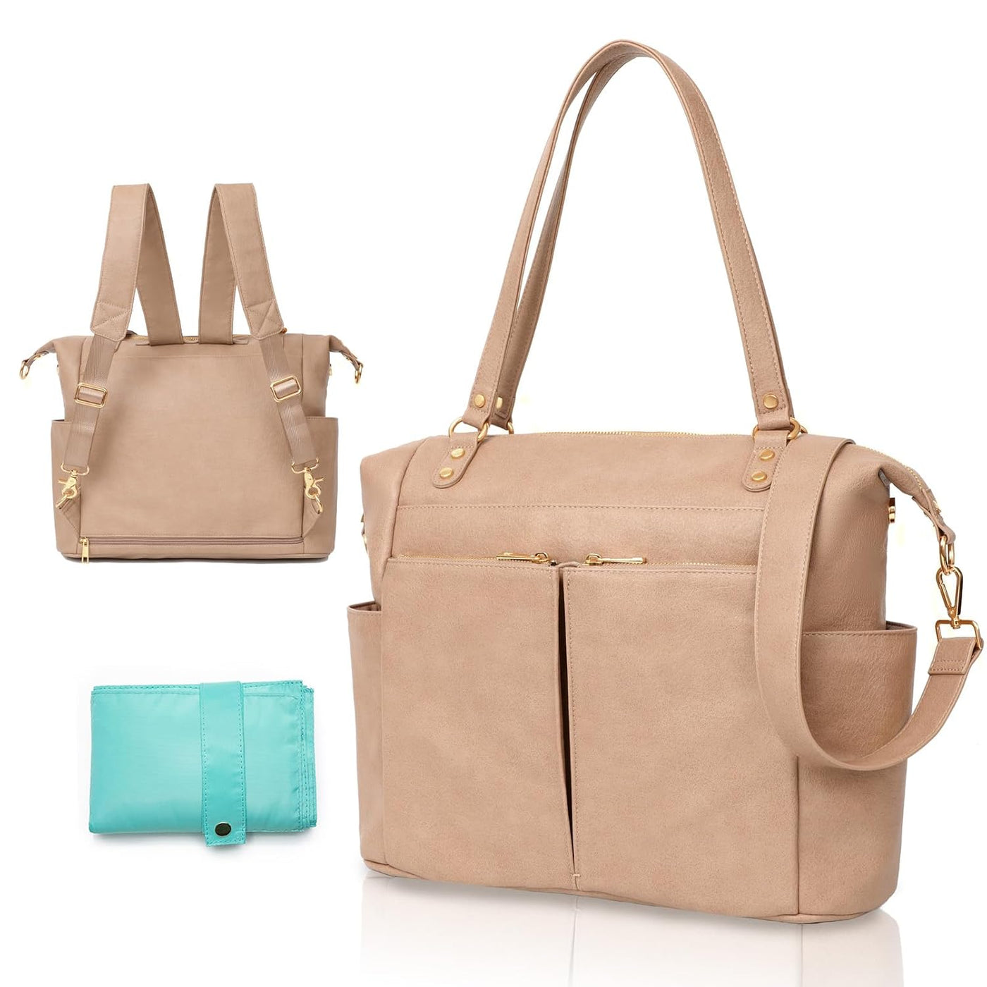 MOMINSIDE Bolsa de pañales Tote Convertible Bolsa de pañales Mochil...