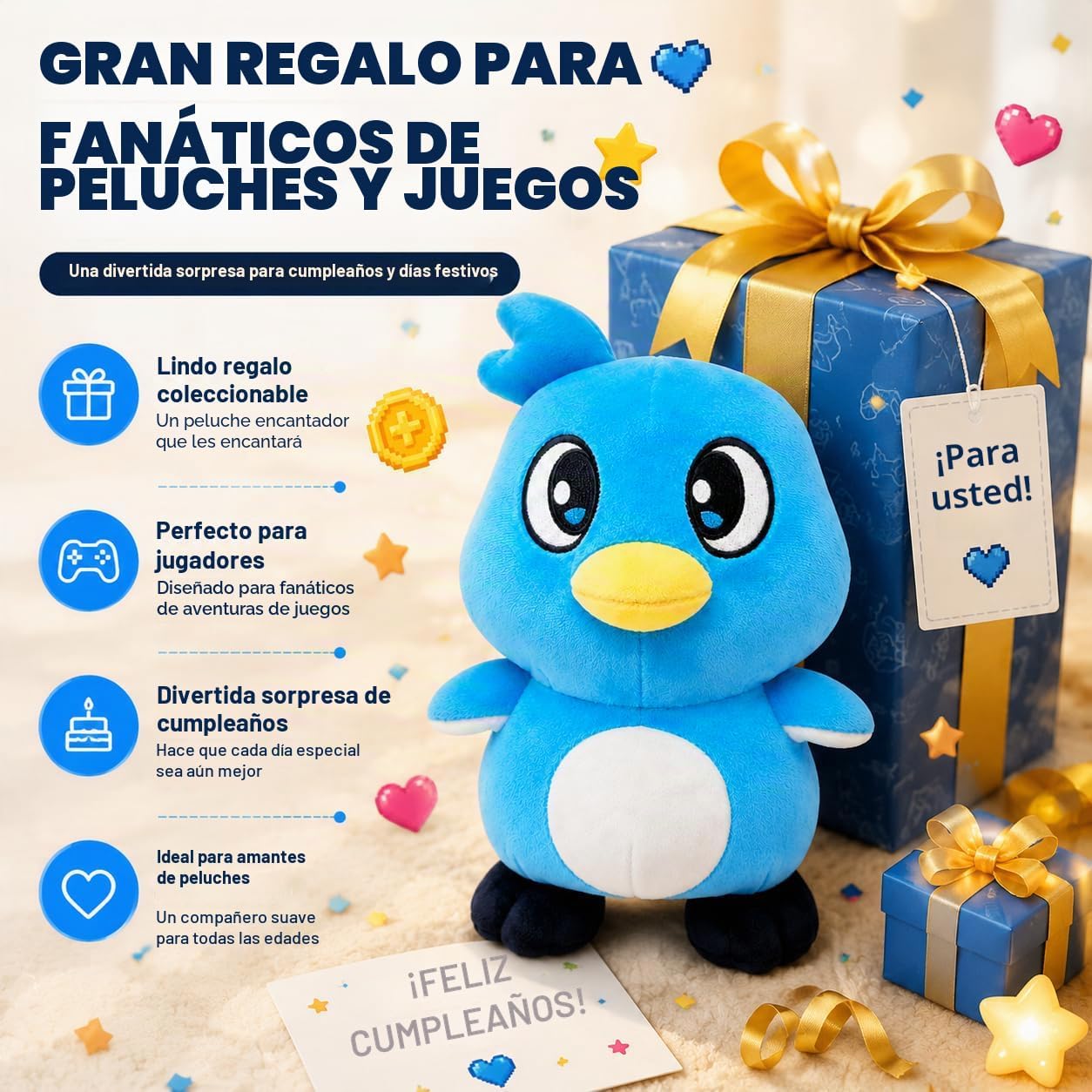 Juguete de peluche de pingüino azul, muñeca de peluche suave de 9.8...