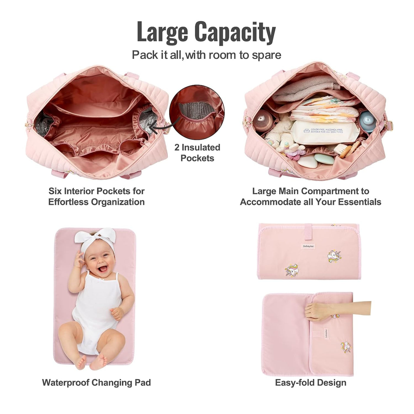 GOBABYMART Set de 3 bolsos de pañales, bolsa hospitalaria para part...