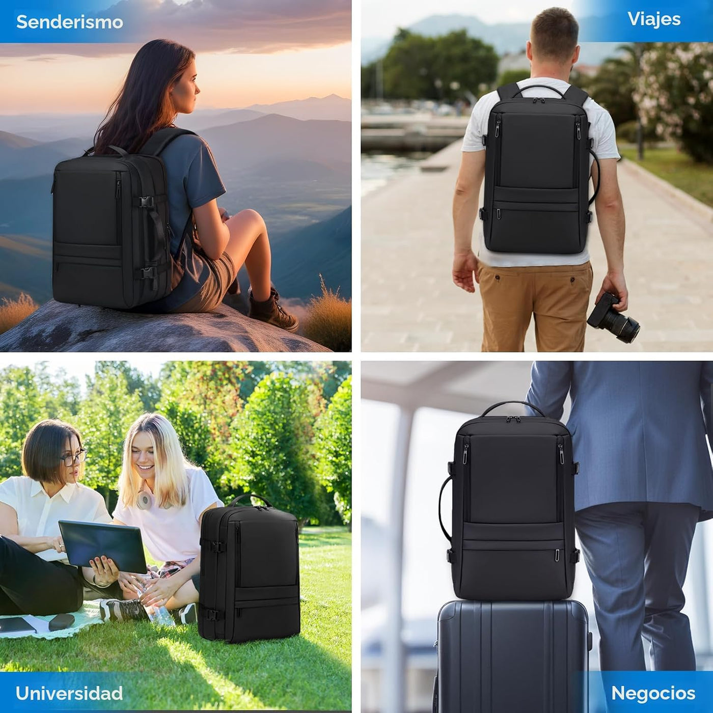 Rcrirth Mochila de viaje de mano para aviones | Mochila expandible...
