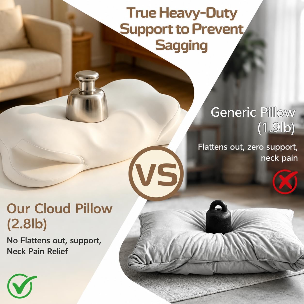 Kryndors Almohada Cloud Pillow ergonómica de espuma viscoelástica,...