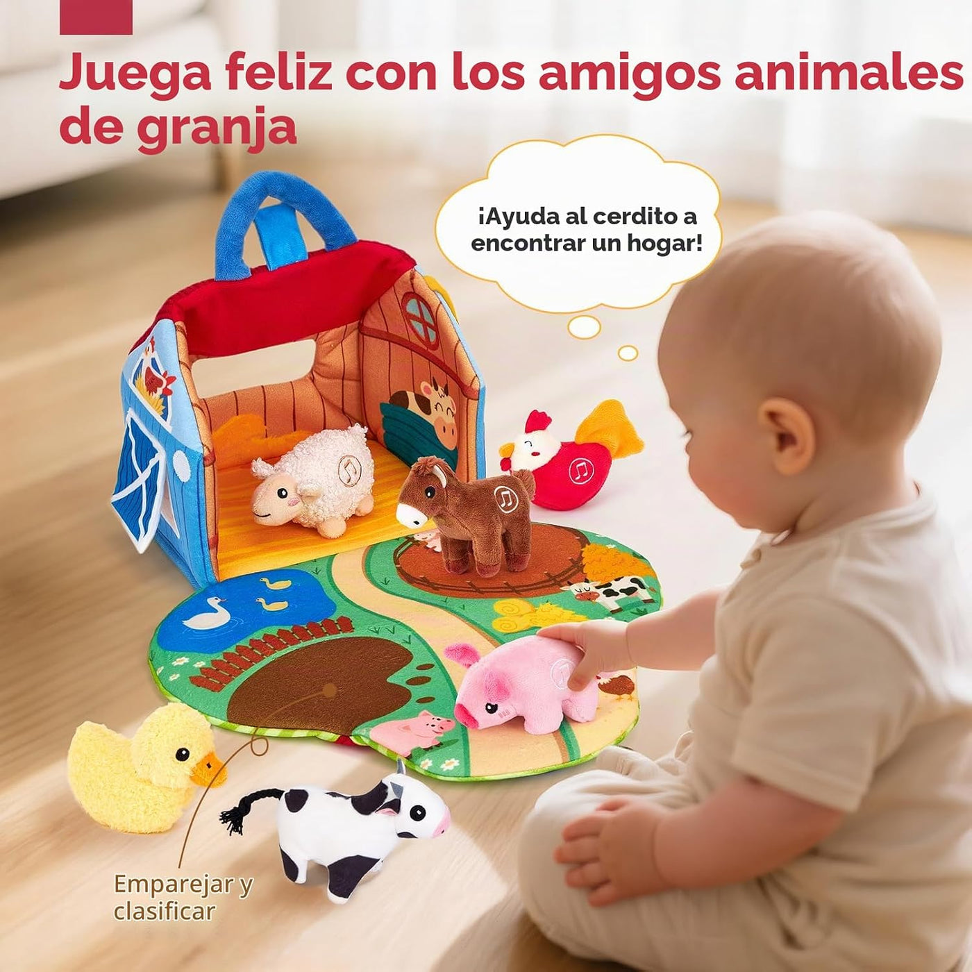hahaland Juguetes para bebés de 6 a 12 meses, animales de granja so...