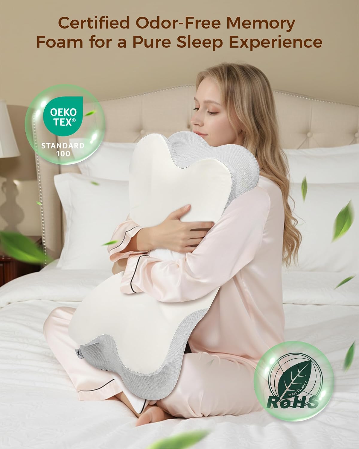 Feagar Almohada cervical para el cuello, almohada de espuma viscoel...