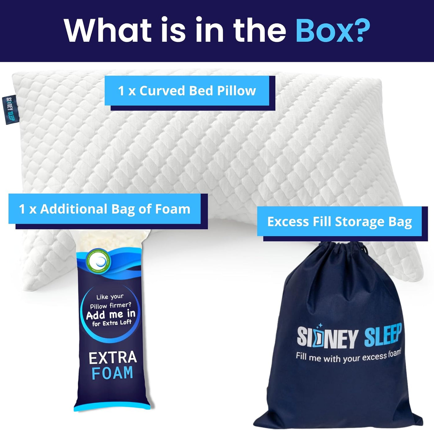 Sidney Sleep Almohada de relleno de contorno curvo ajustable, tamañ...