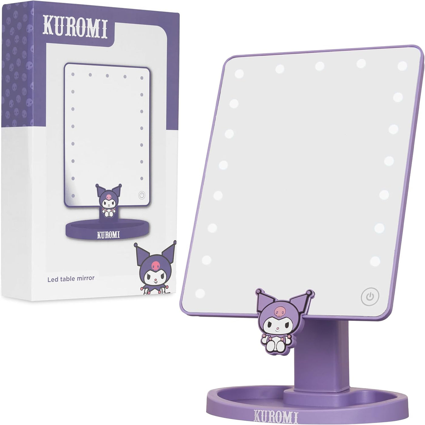 Get Trend Hello Kitty Kuromi Espejo de maquillaje para niñas con lu...