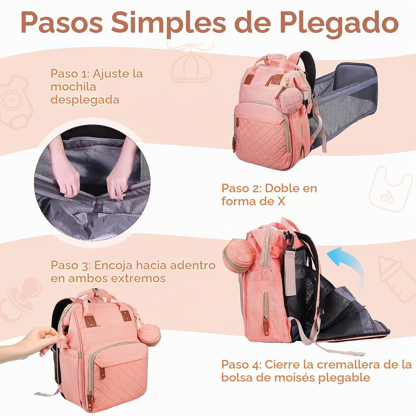 GurZinn Mochila para pañales con cambiador portátil, mochila multif...