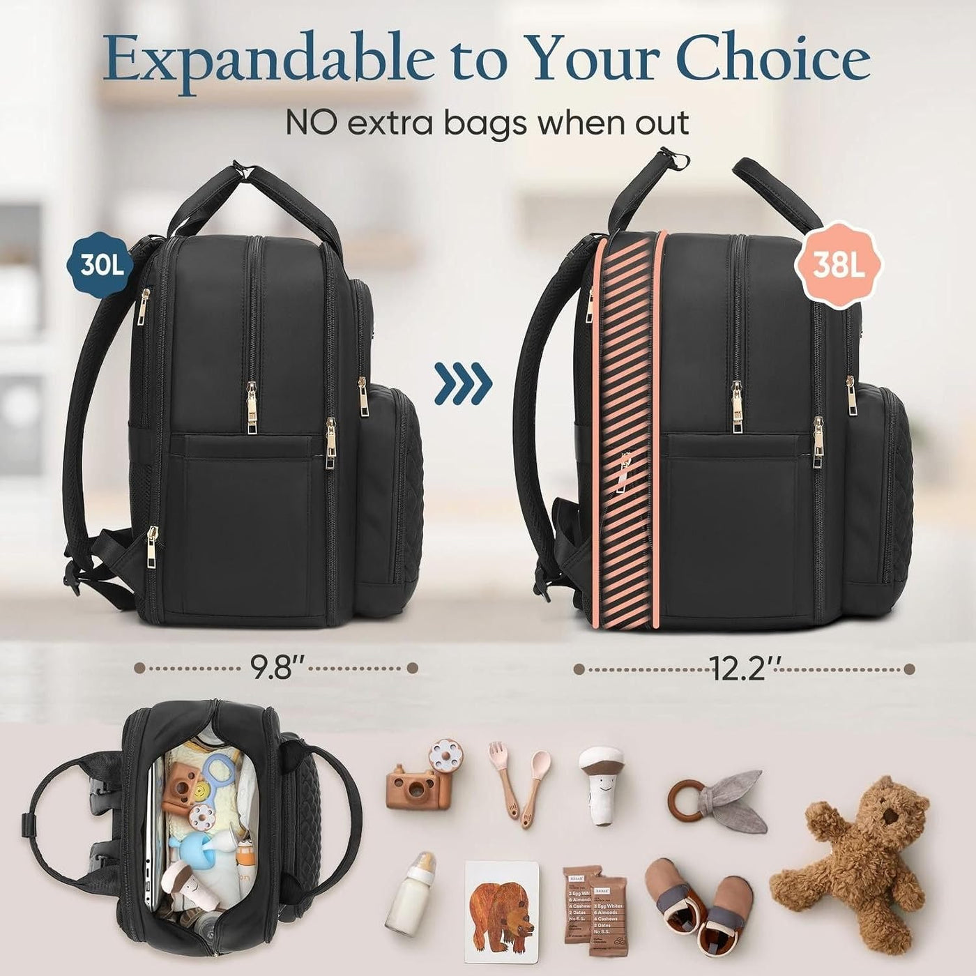 Mochila para pañales Qualyphant - Bolsa de pañales extra grande par...