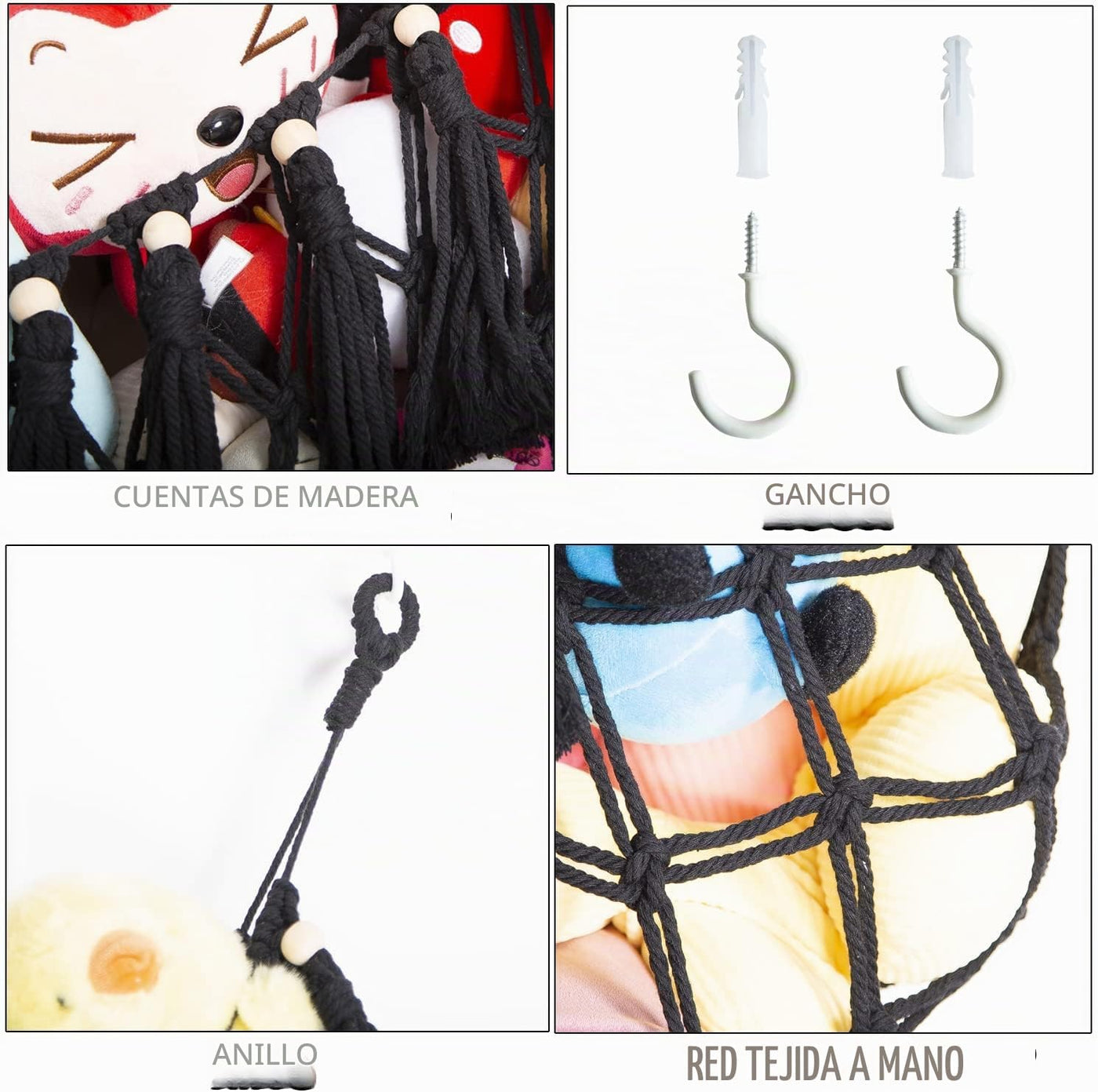 YKBU Red grande para animales de peluche o hamaca de macramé para e...