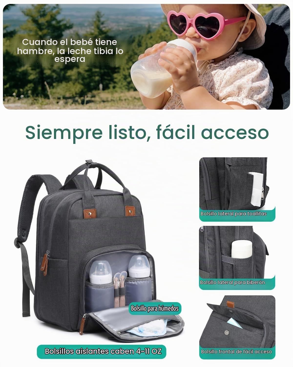 Qualyphant Mochila para pañales extragrande para dos niños gemelos,...