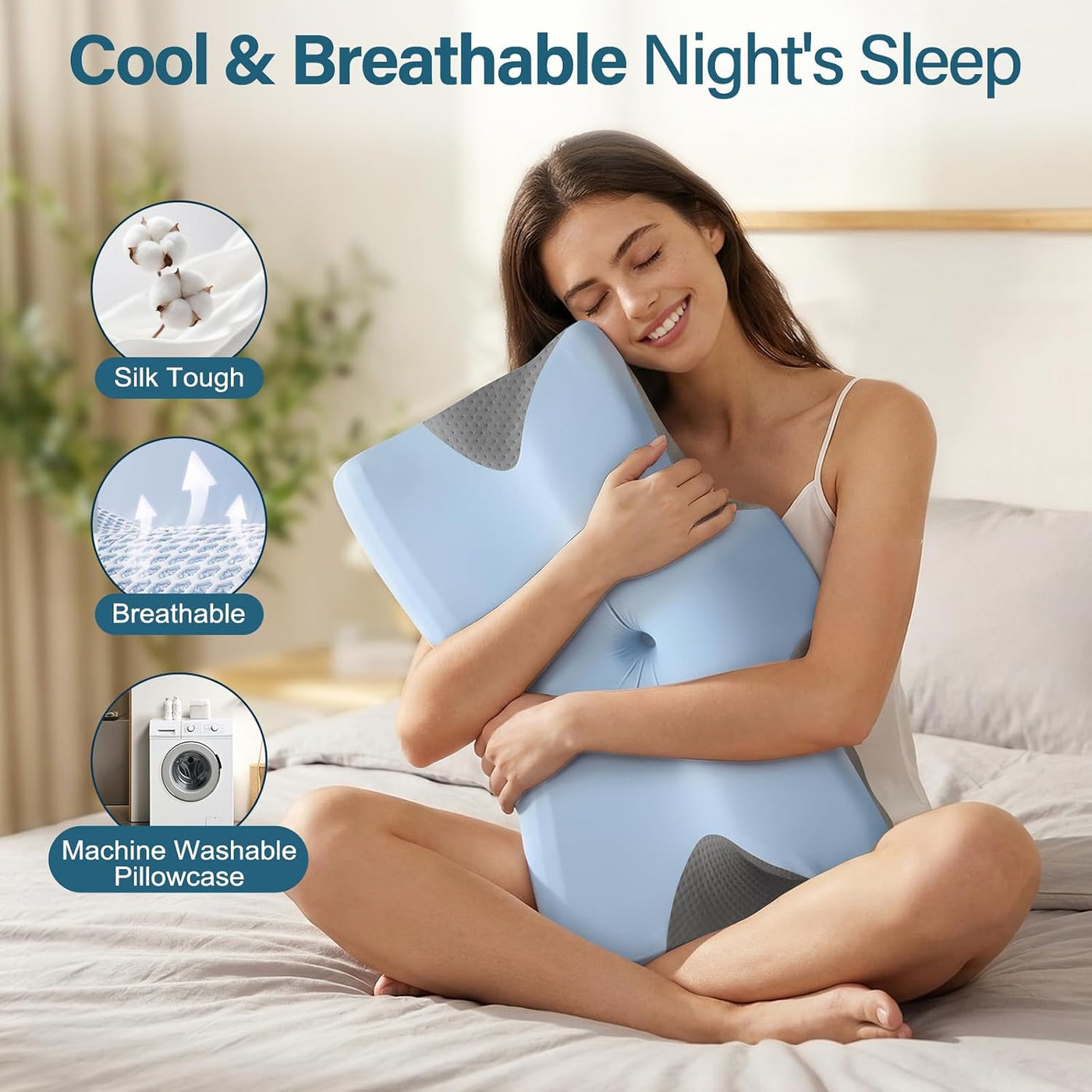 Almohada cervical eficaz para aliviar el dolor para dormir, almohad...