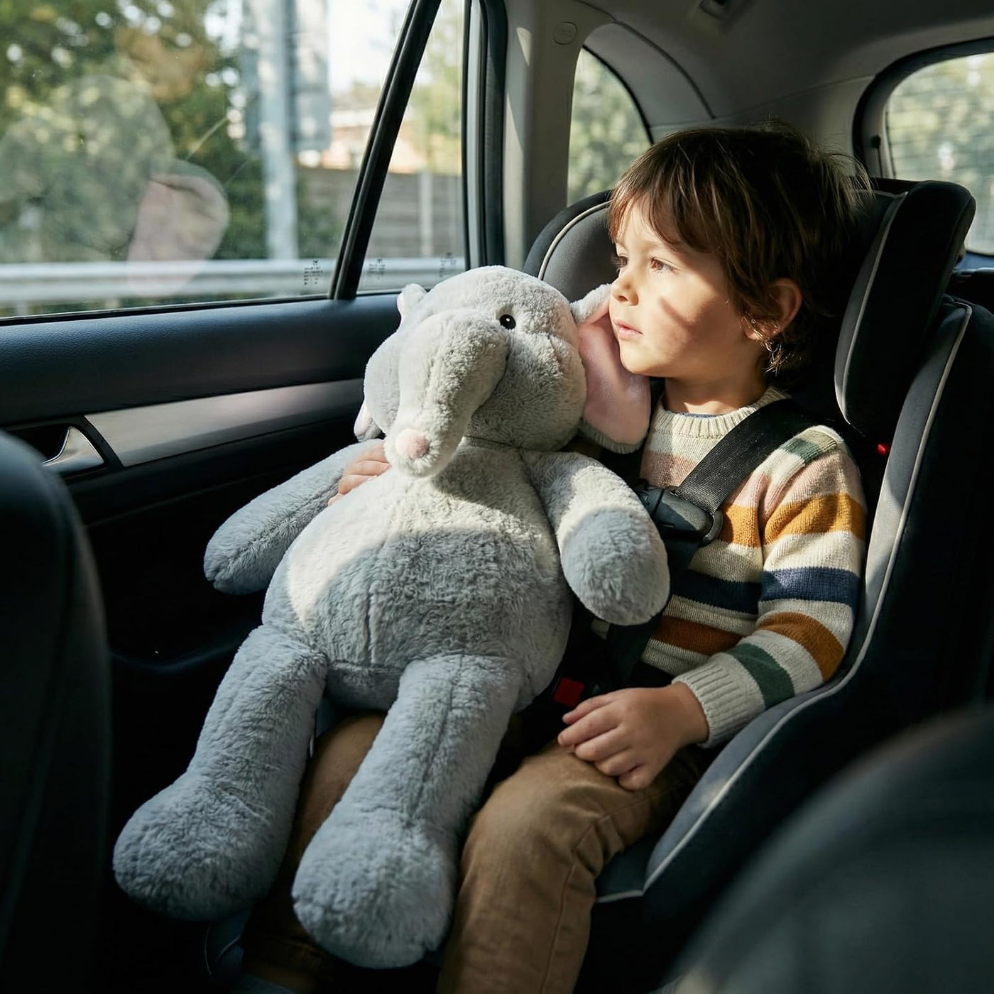 WEIGEDU Juguete de peluche de elefante de peluche aderezable, 24.4...