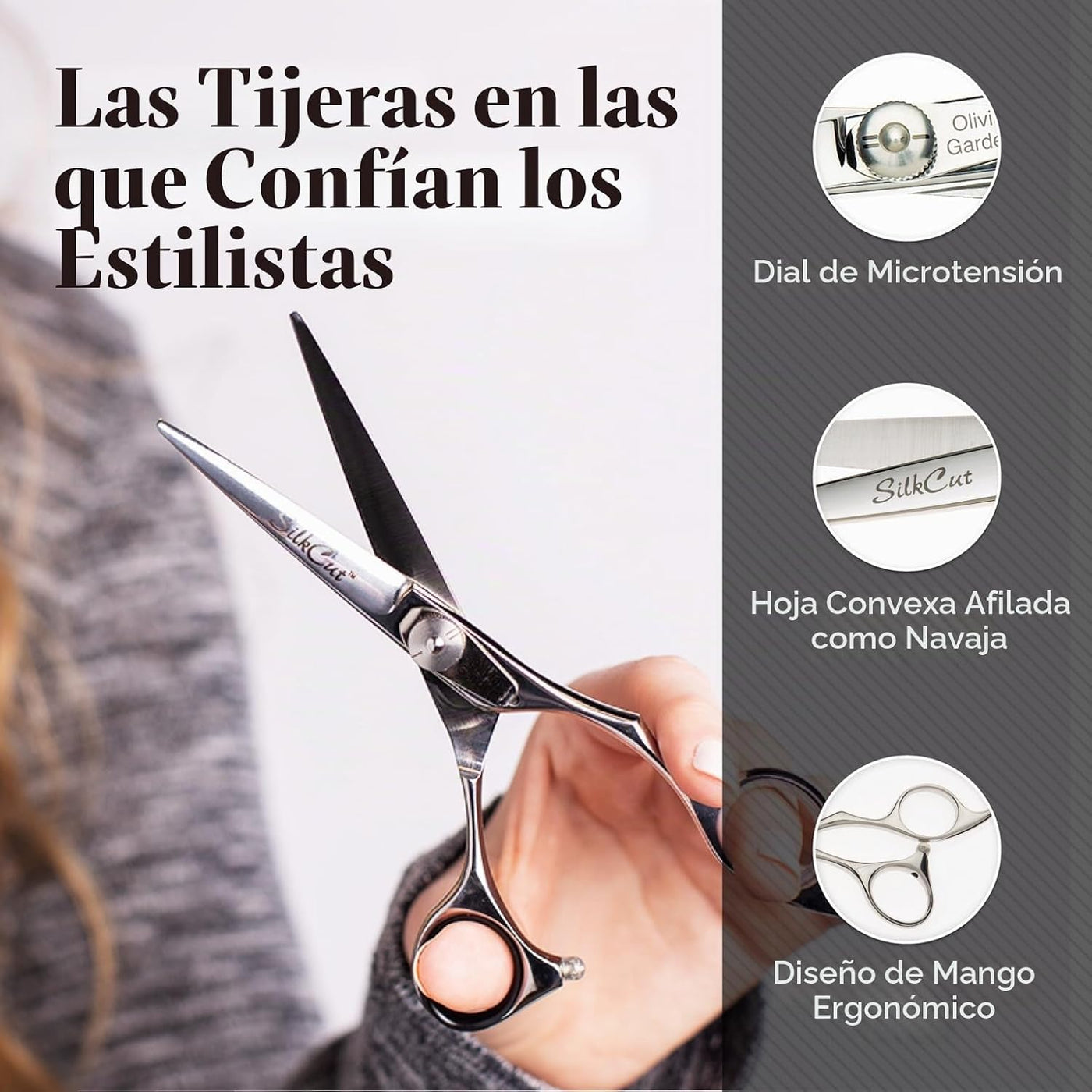 Olivia Garden SilkCut - Cizalla profesional para peluquería y estuc...