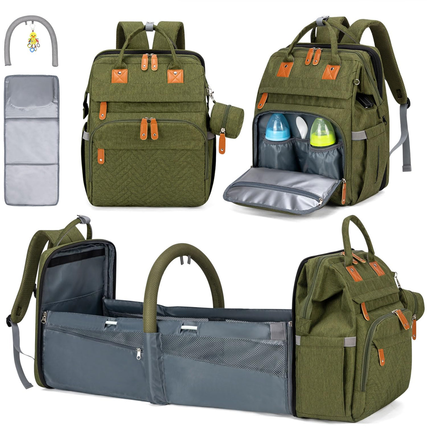 KABAQOO Mochila para pañales con estación de cambio desmontable, bo...