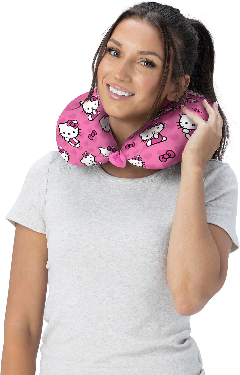 Northwest Hello Kitty I Love Almohada de cuello de viaje rosa, cojí...