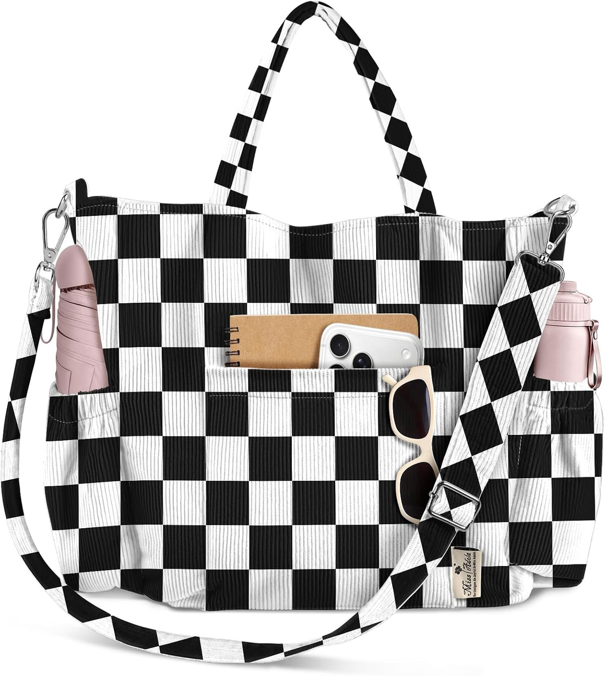 Miss Adola Bolso cruzado de pana para mujer, bolsa grande con múlti...