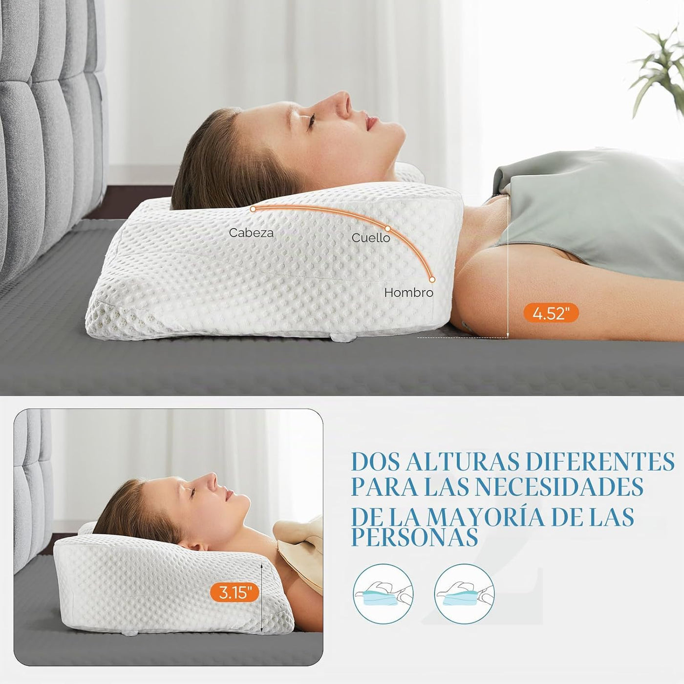 Sweetcrispy Almohada cervical para cuello y hombro, almohadas ergon...