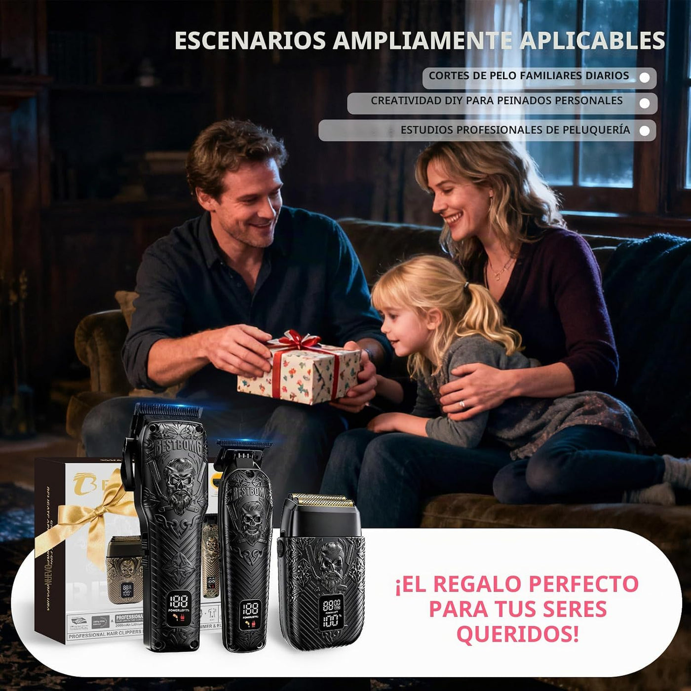 BESTBOMG Kit y juegos de cortapelos y recortadores de barba y afeit...