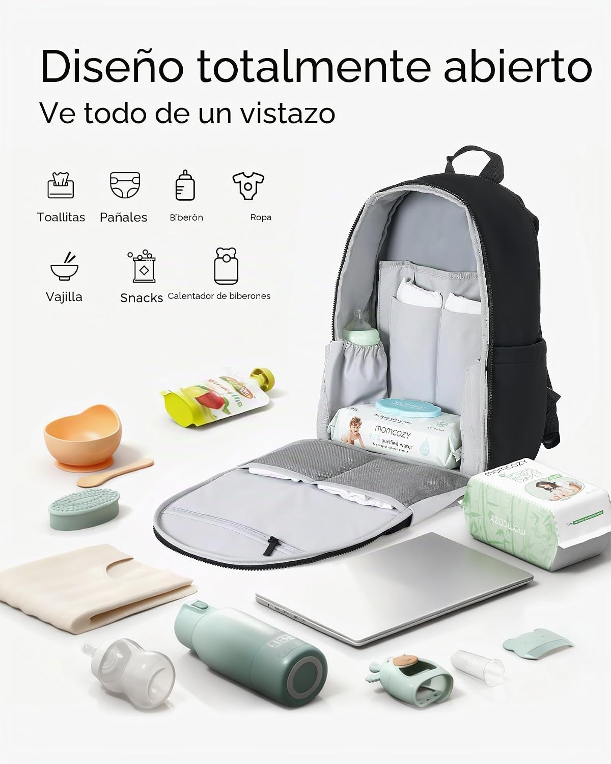 Momcozy Mochila para pañales para viajes y trabajo, impermeable y c...