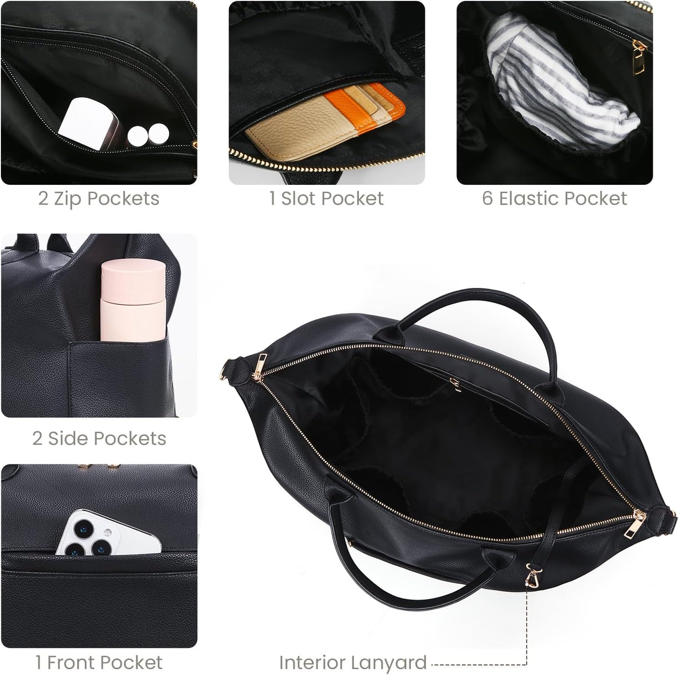 Bolsa de pañales convertible de cuero vegano para pañales, mochila...