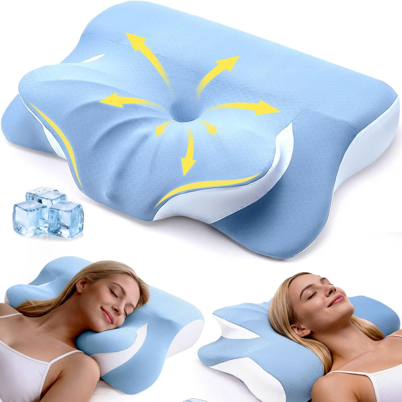 Almohada cervical ergonómica, doble cara cuello y hombro, alivio de...