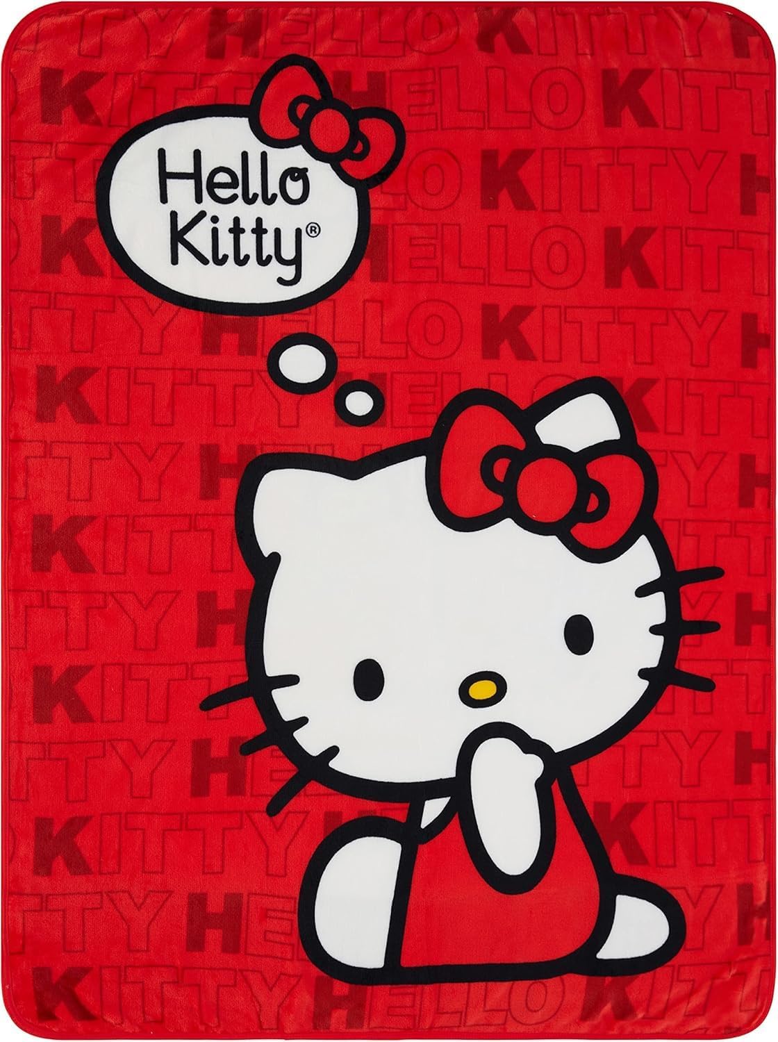 Sanrio - Manta de felpa suave con texto en inglés «Hello Kitty», de...