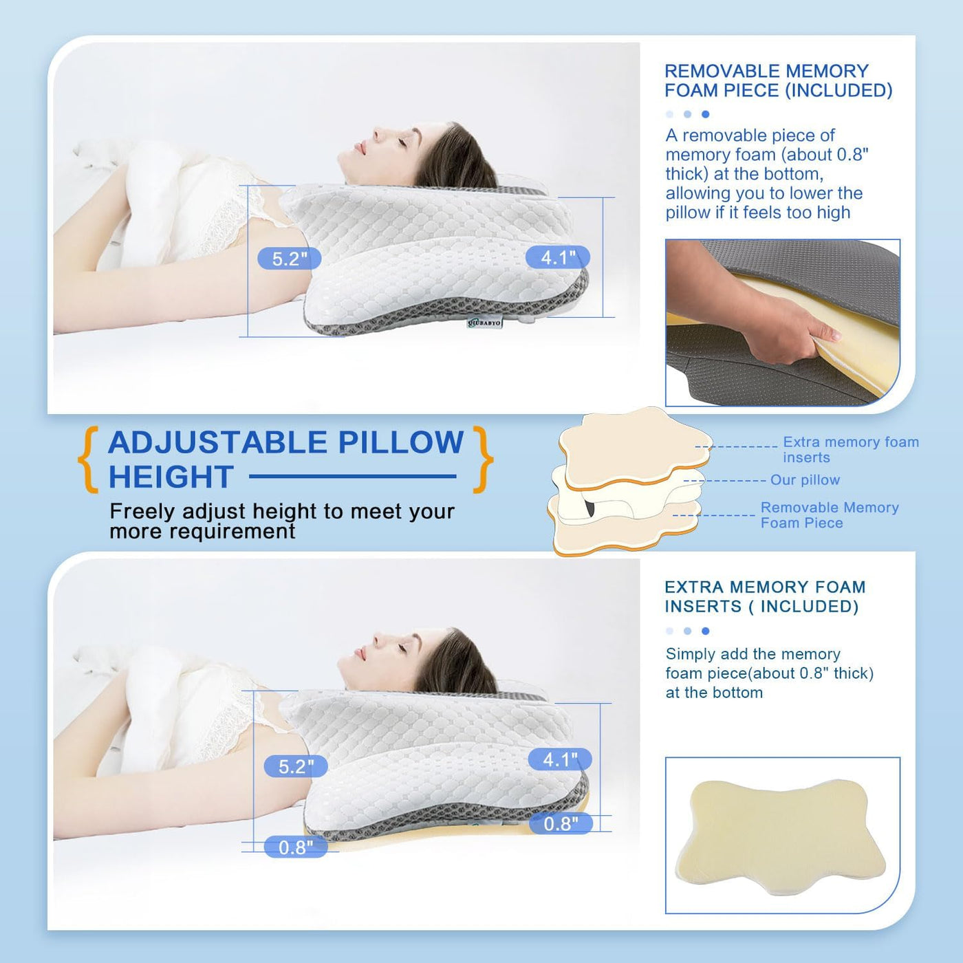Almohada cervical para aliviar el dolor para el cuello, almohada er...