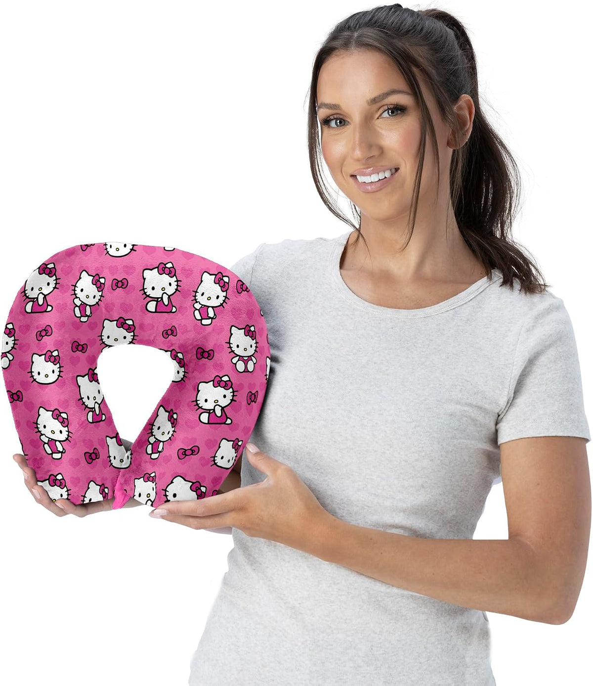 Northwest Hello Kitty I Love Almohada de cuello de viaje rosa, cojí...