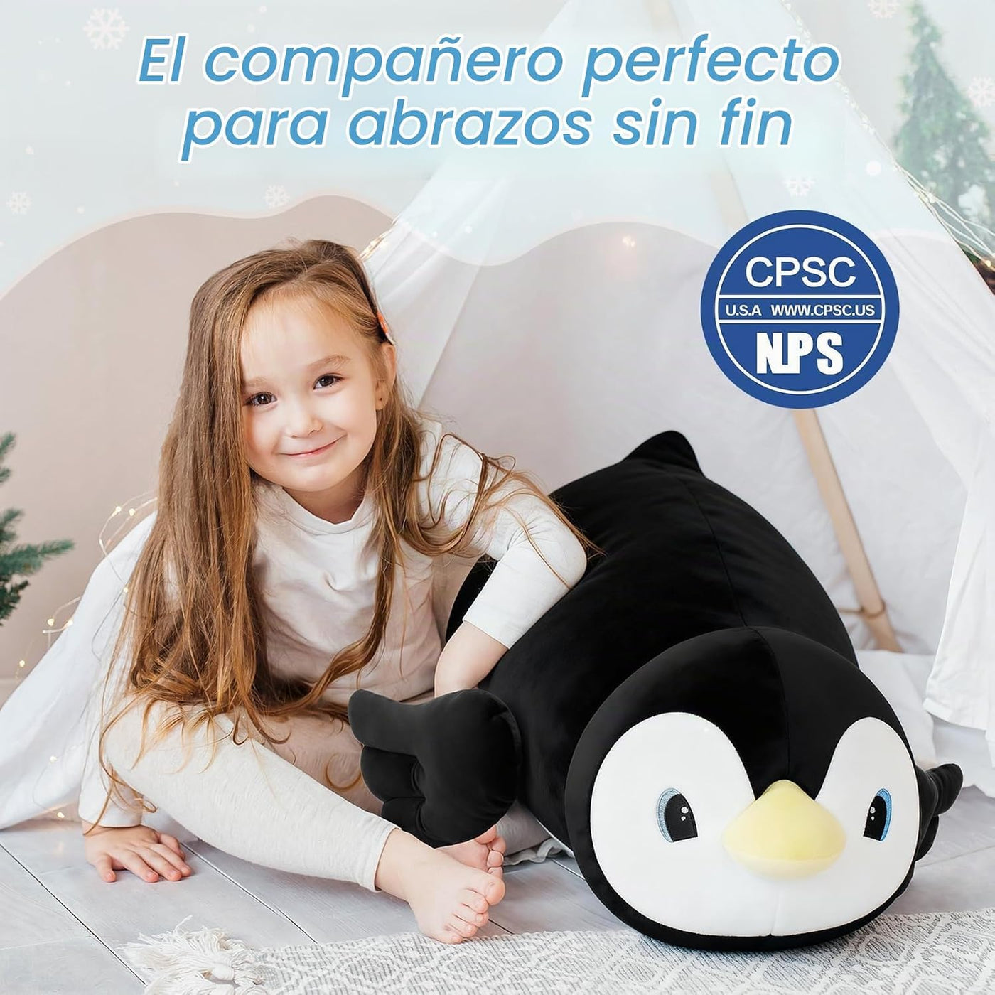 MorisMos Juguete de peluche de pingüino de 39.4 pulgadas, almohada...
