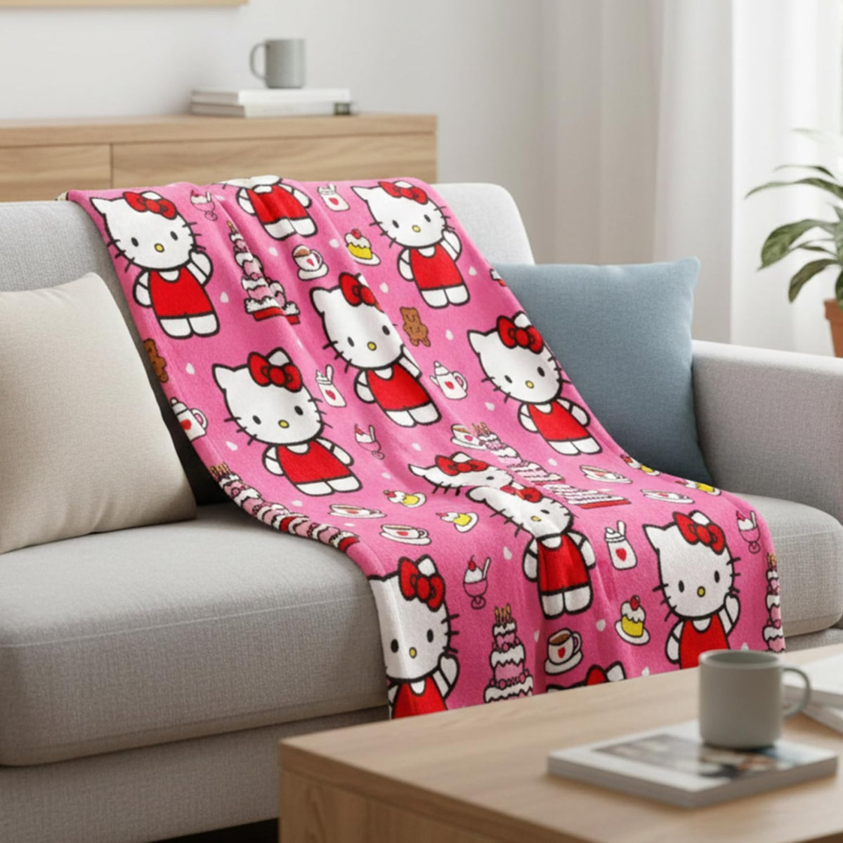 Hello Kitty Juego de manta de forro polar y bolsa de cincha, paquet...