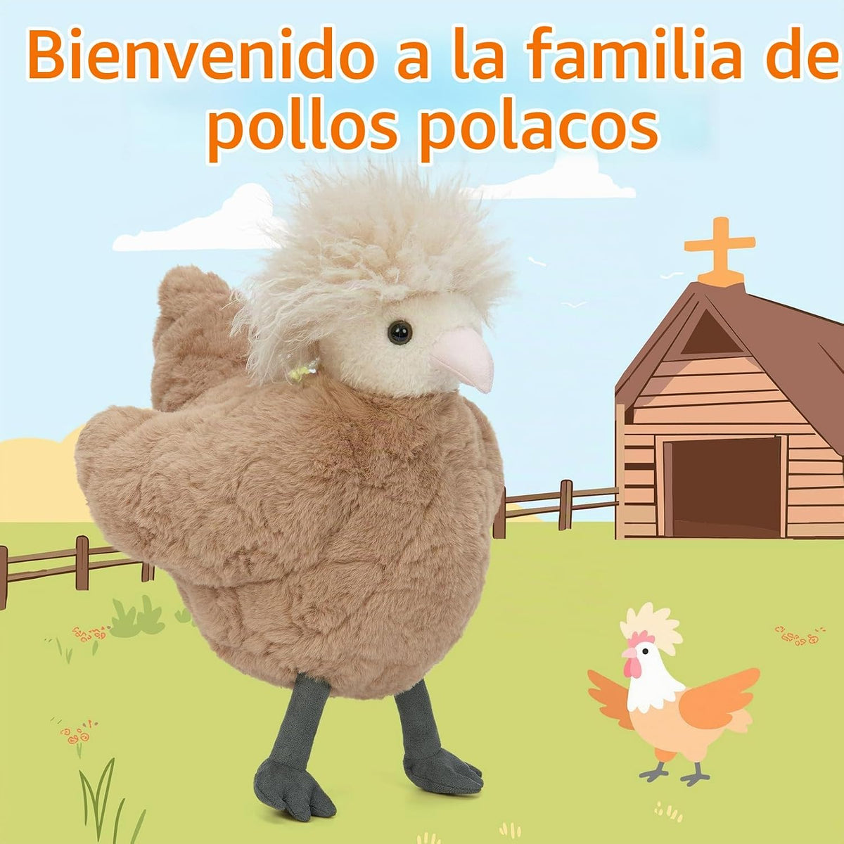 MorisMos Animal de peluche de pollo, peluche de pollo suave de 14 p...