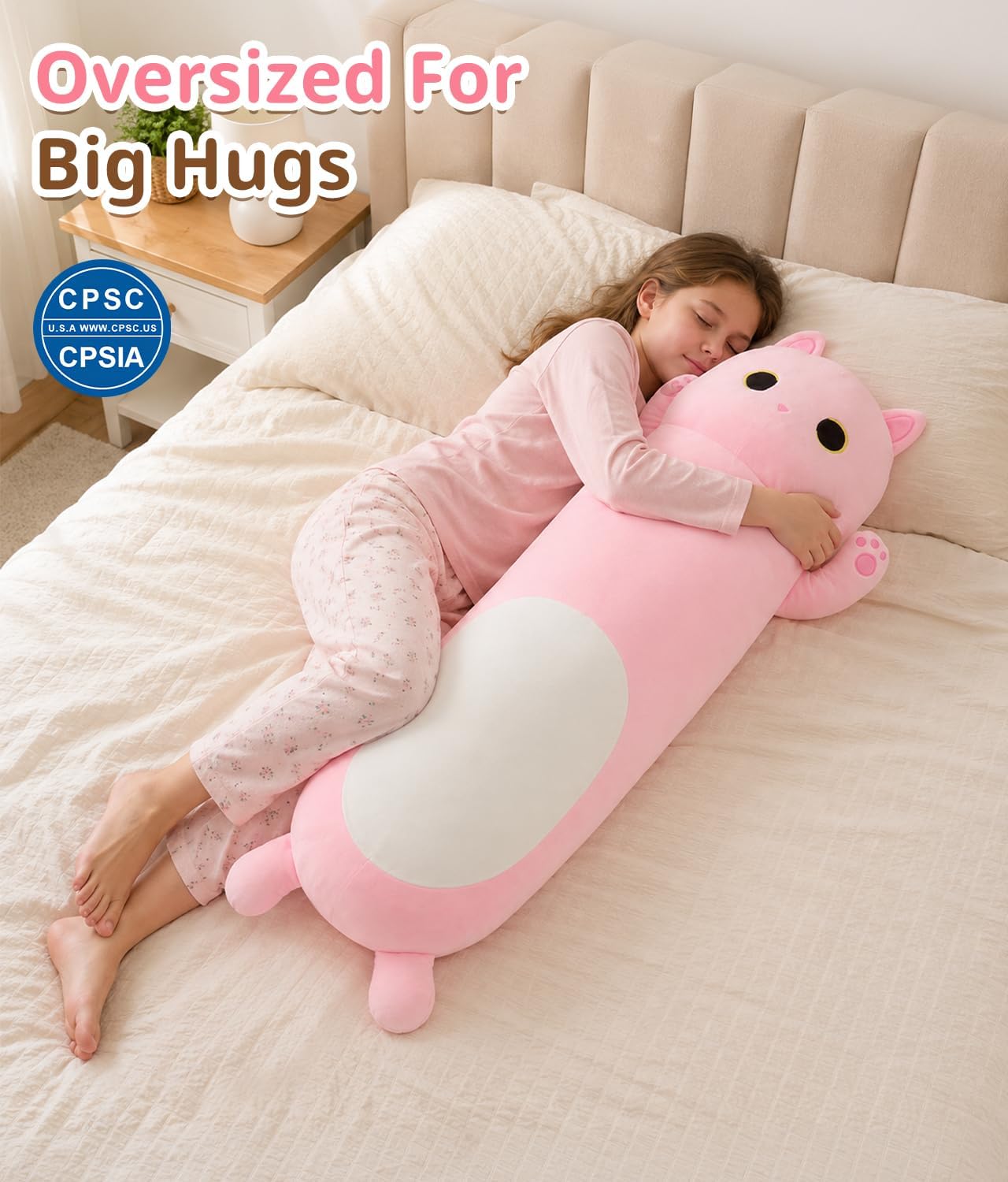 MaoGoLan Almohada corporal larga de gato para niños, felpa de gatit...