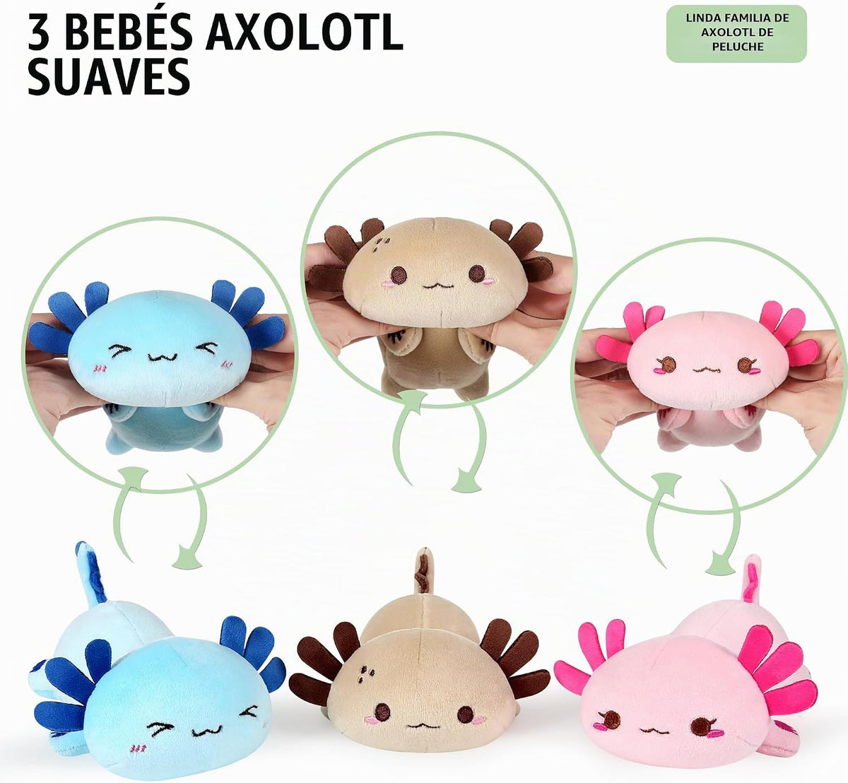 Onsoyours Animal de Peluche de Axolotl Mamá de 50 cm con 3 Peluches...