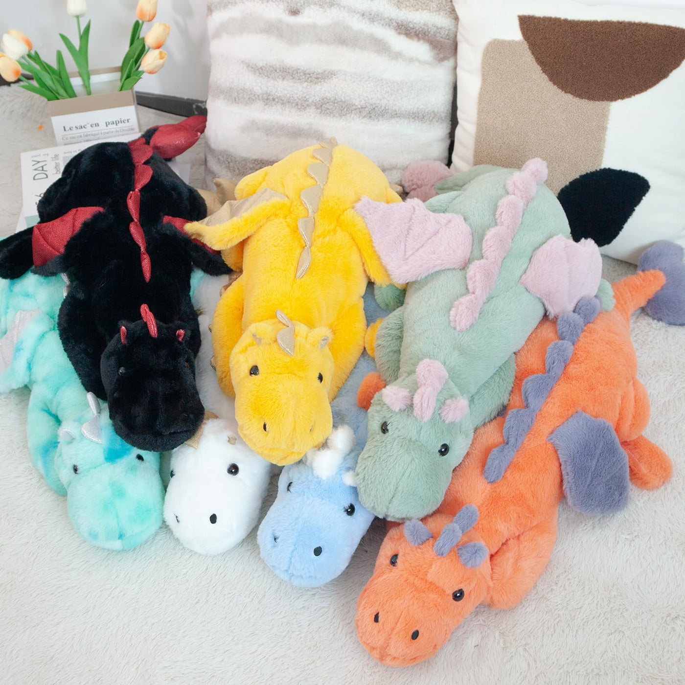 ARELUX - Gran juguete de peluche de dragón de 36 pulgadas, lindos a...